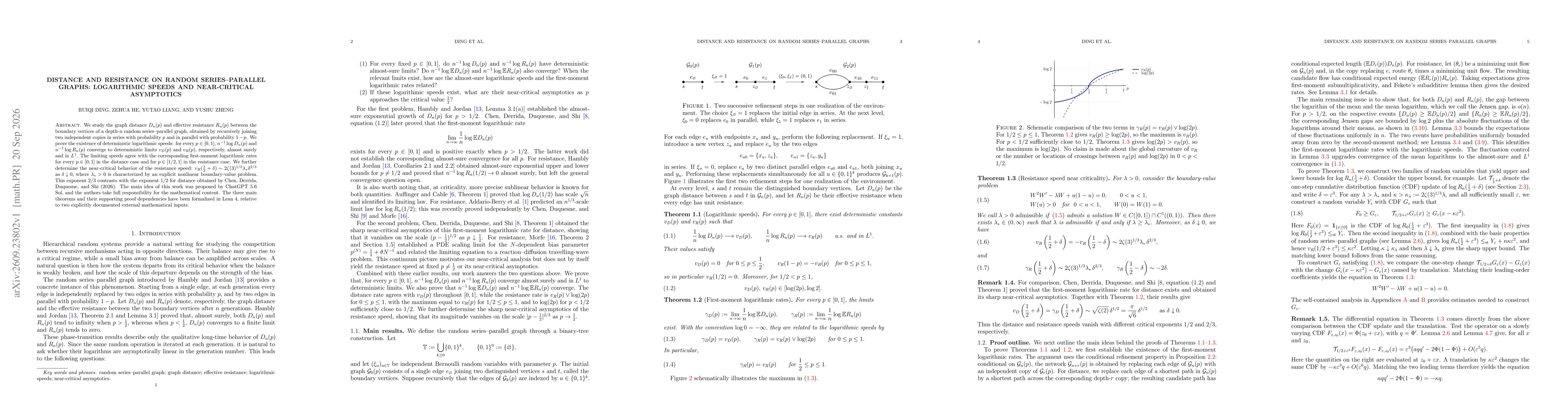 Thumbnail for Distance and resistance on random series-parallel graphs: logarithmic speeds and near-critical asymptotics