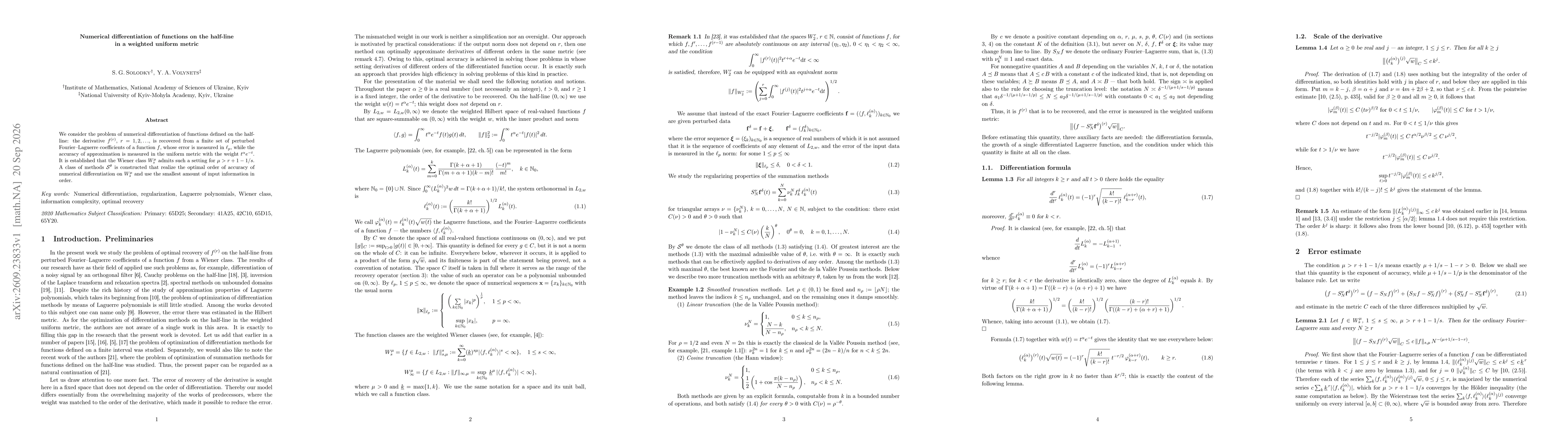 Thumbnail for Numerical differentiation of functions on the half-line in a weighted uniform metric