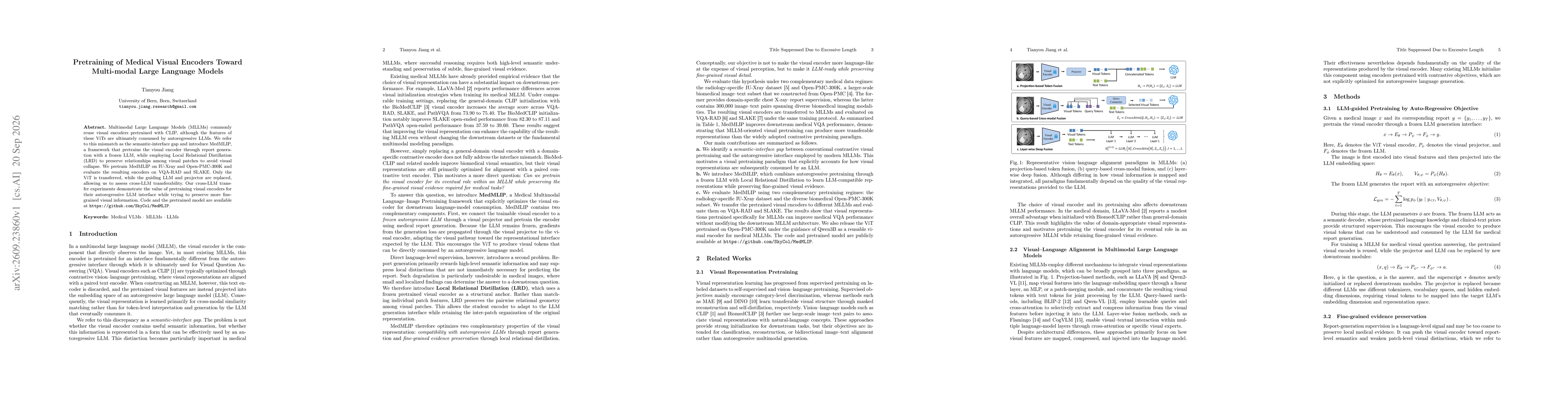 Thumbnail for Pretraining of Medical Visual Encoders Toward Multi-modal Large Language Models