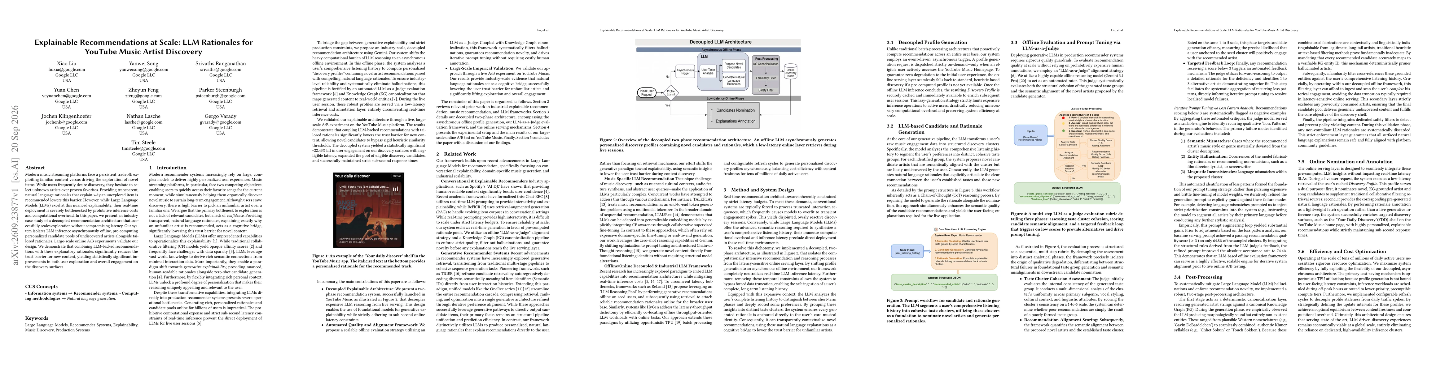 Thumbnail for Explainable Recommendations at Scale: LLM Rationales for YouTube Music Artist Discovery