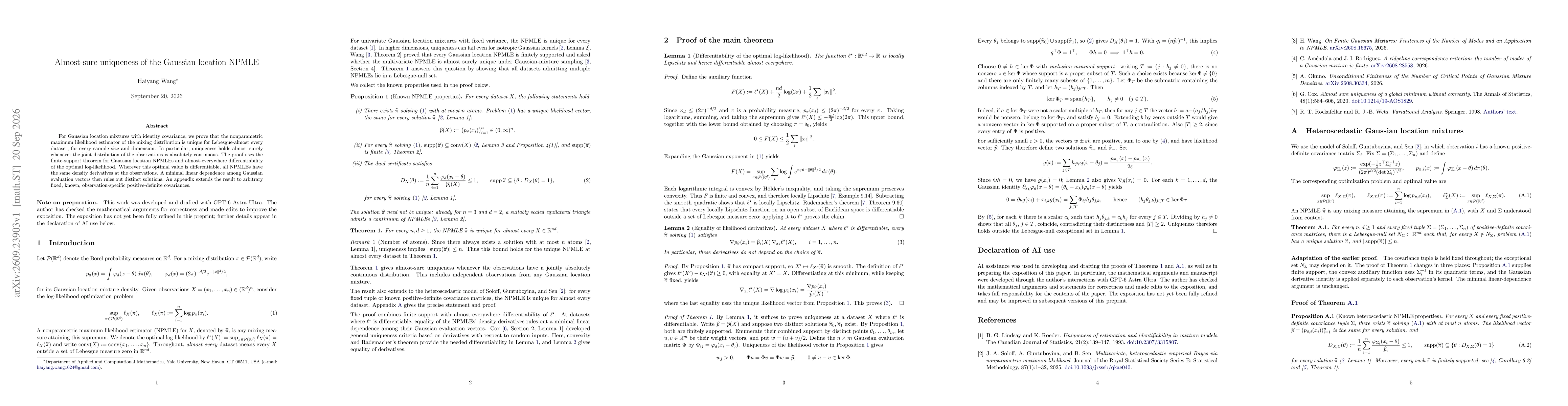 Thumbnail for Almost-sure uniqueness of the Gaussian location NPMLE