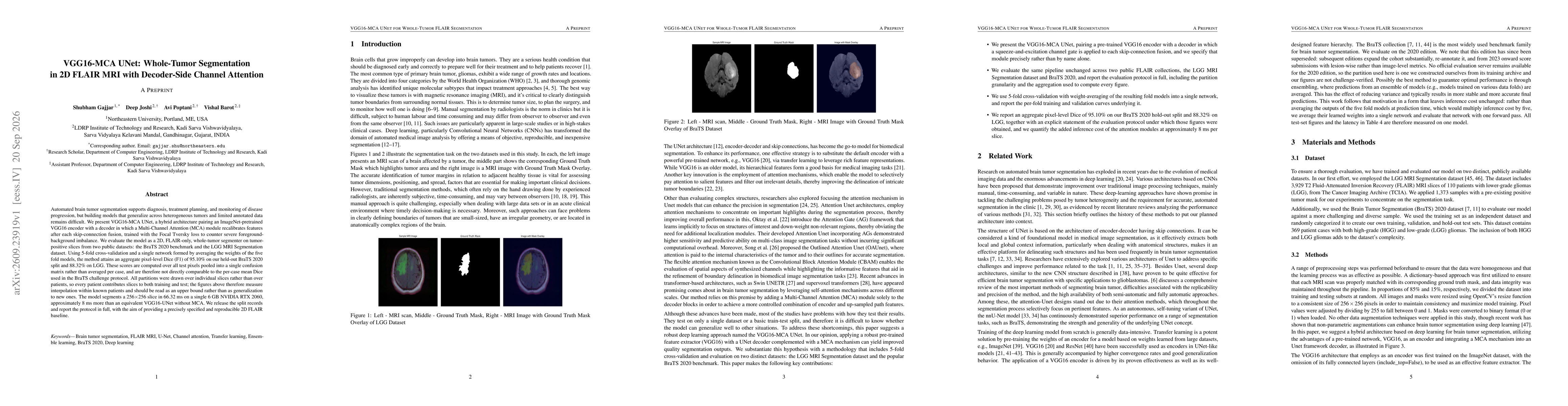 Thumbnail for VGG16-MCA UNet: Whole-Tumor Segmentation in 2D FLAIR MRI with Decoder-Side Channel Attention