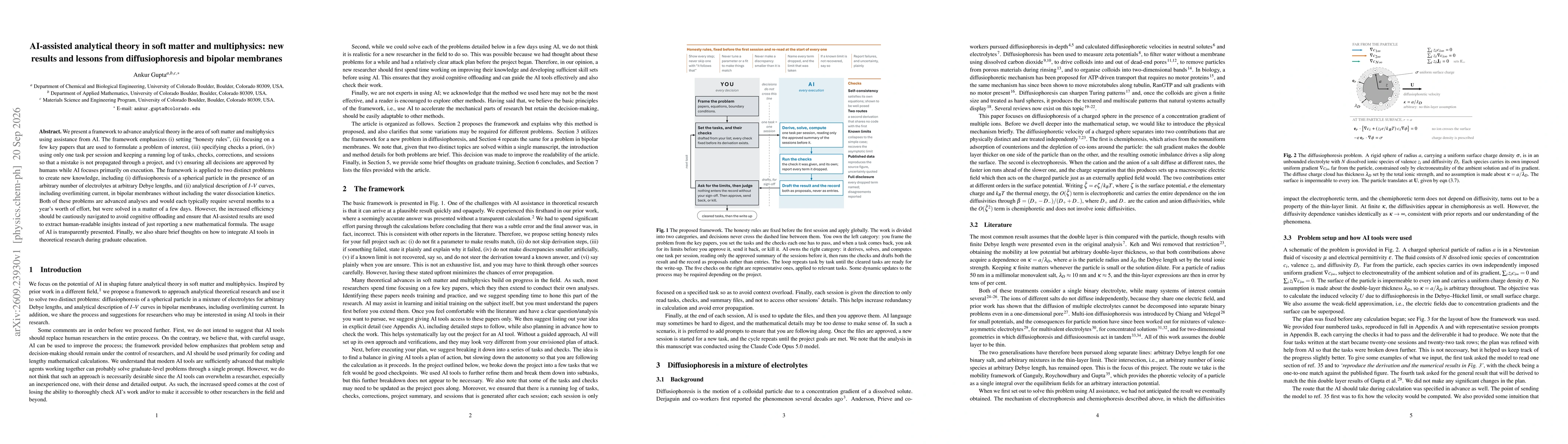 Thumbnail for AI-assisted analytical theory in soft matter and multiphysics: new results and lessons from diffusiophoresis and bipolar membranes