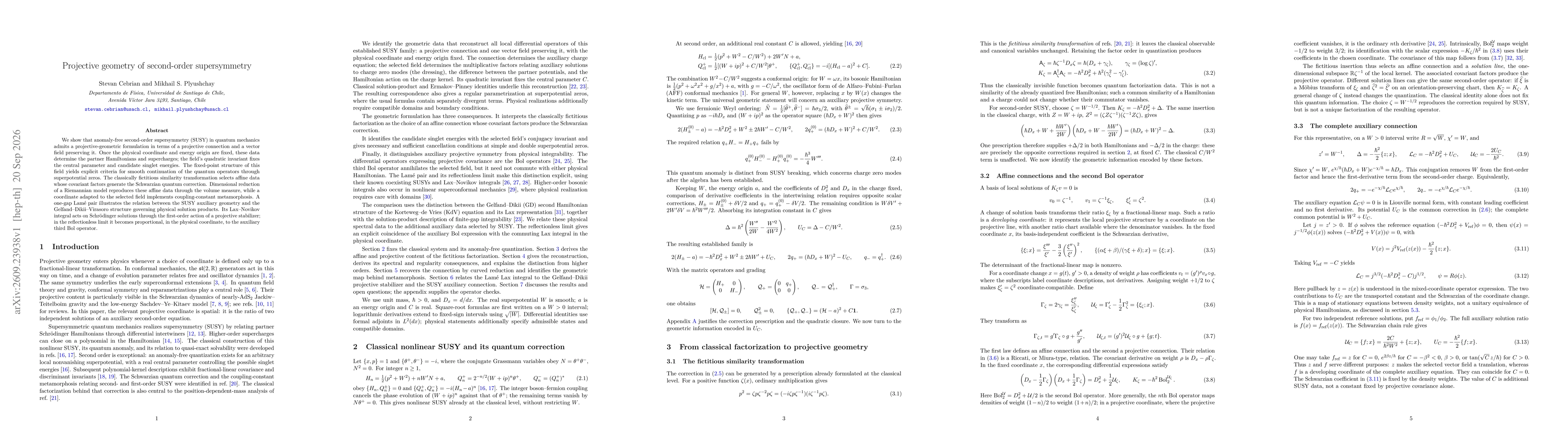 Thumbnail for Projective geometry of second-order supersymmetry