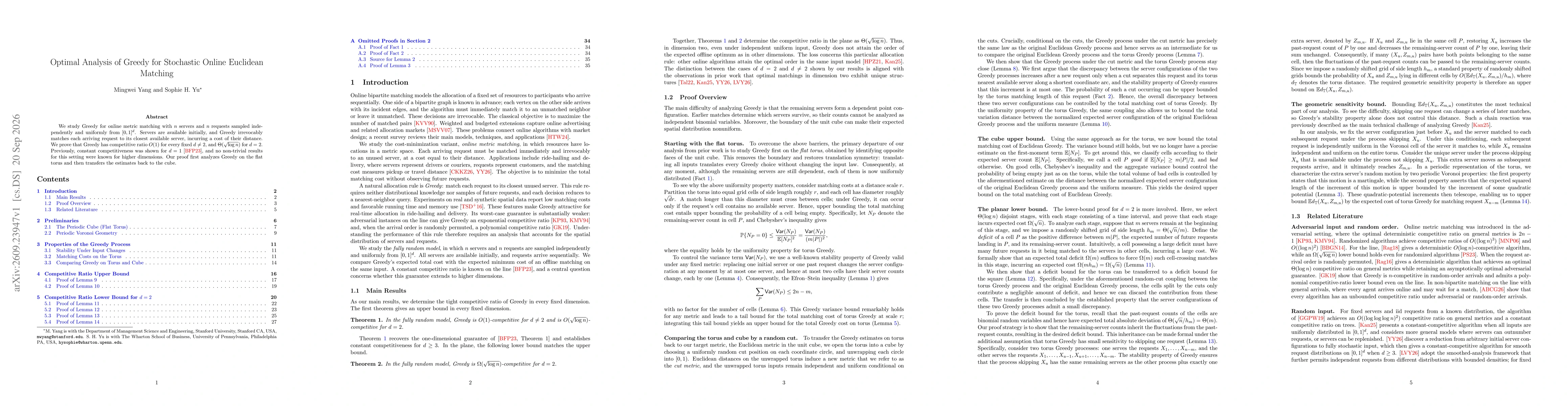 Thumbnail for Optimal Analysis of Greedy for Stochastic Online Euclidean Matching