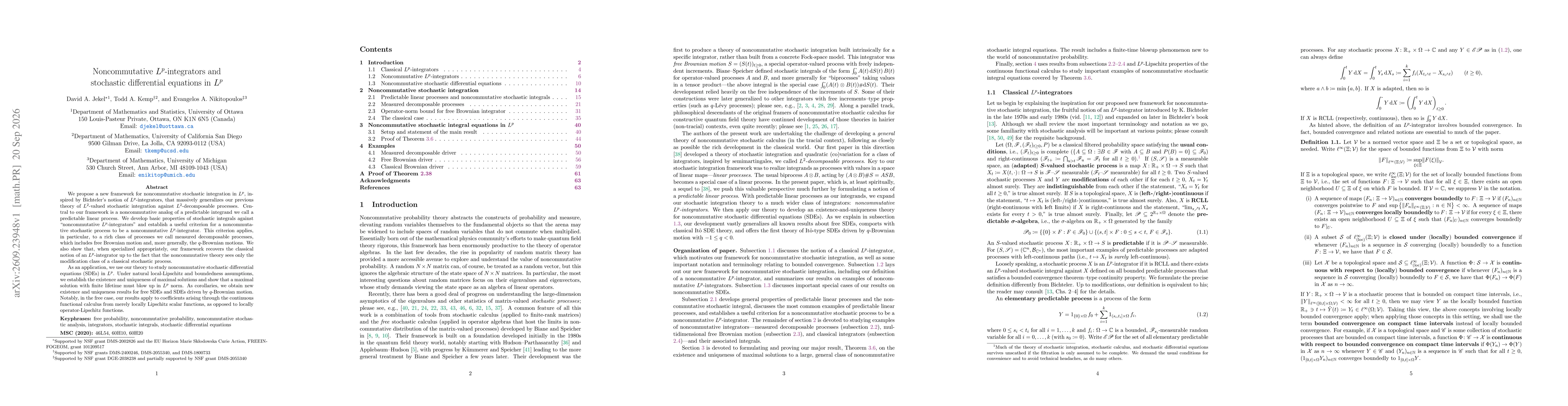 Thumbnail for Noncommutative $L^p$-integrators and stochastic differential equations in $L^p$