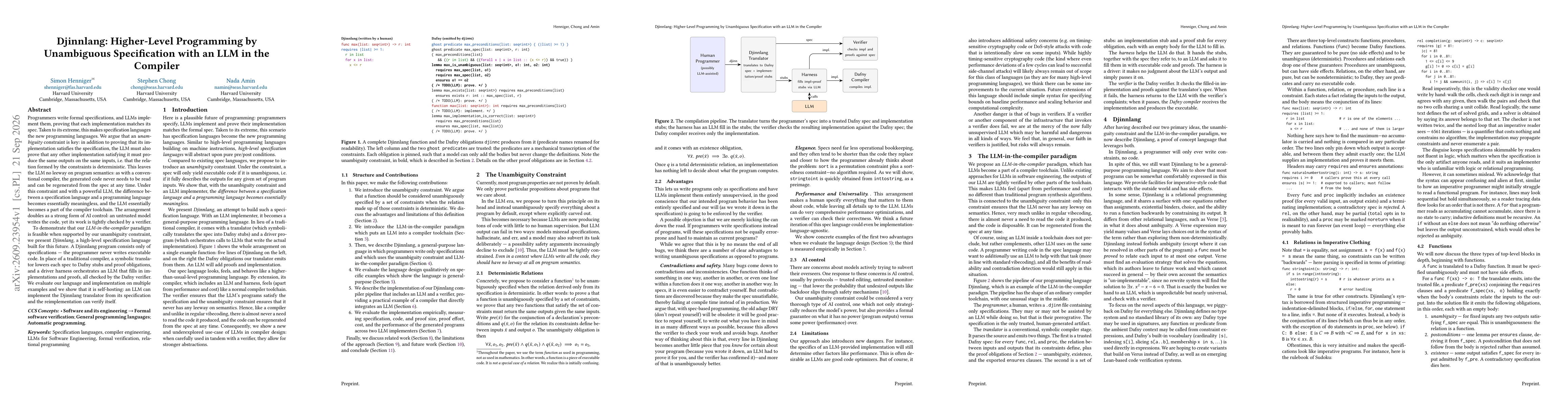 Thumbnail for Djinnlang: Higher-Level Programming by Unambiguous Specification with an LLM in the Compiler