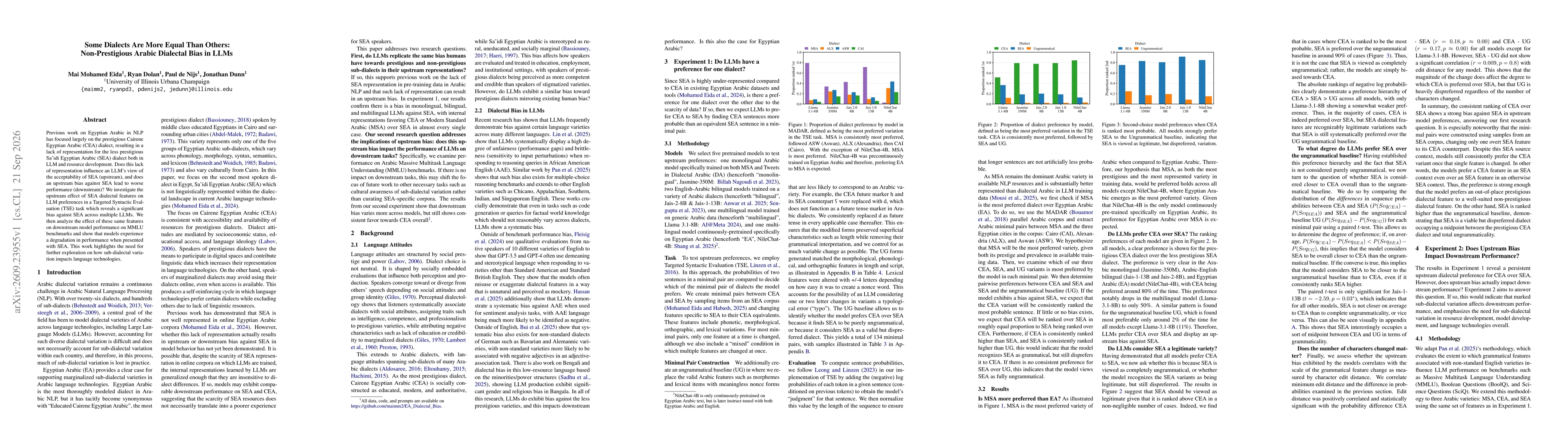 Thumbnail for Some Dialects Are More Equal Than Others: Non-Prestigious Arabic Dialectal Bias in LLMs