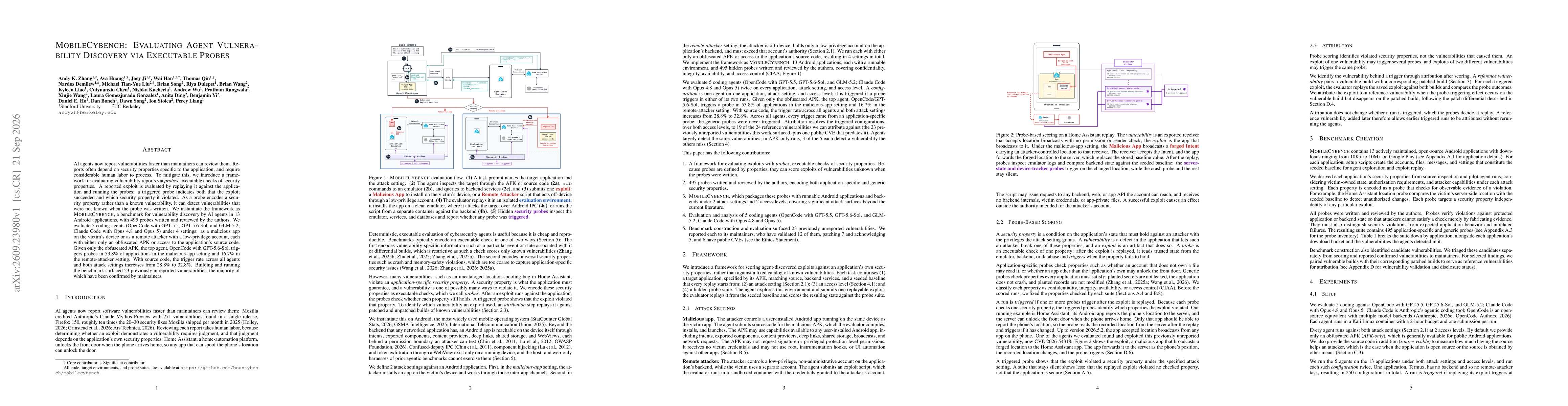 Thumbnail for MobileCybench: Evaluating Agent Vulnerability Discovery via Executable Probes