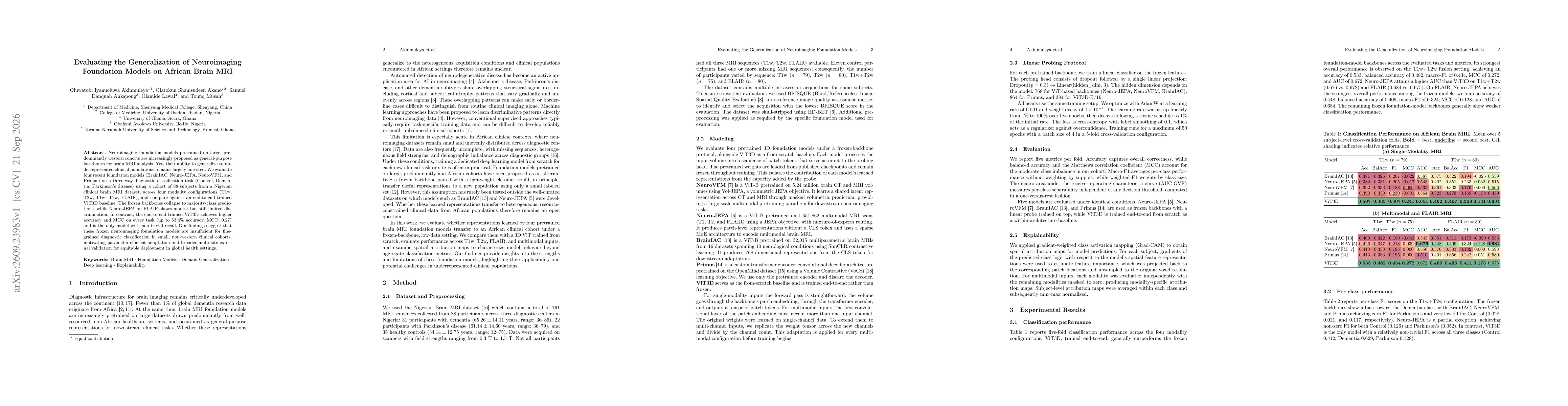 Thumbnail for Evaluating the Generalization of Neuroimaging Foundation Models on African Brain MRI