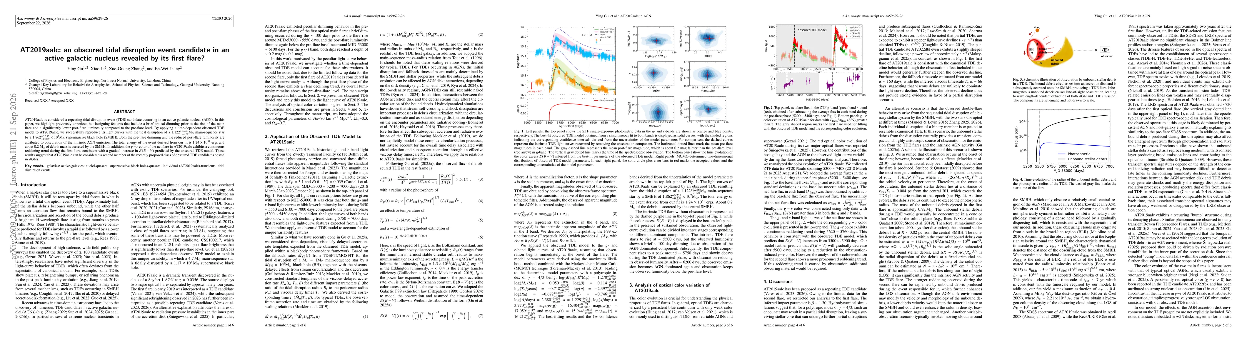 Thumbnail for AT2019aalc: An obscured tidal disruption event candidate in an active galactic nucleus revealed by its first flare?
