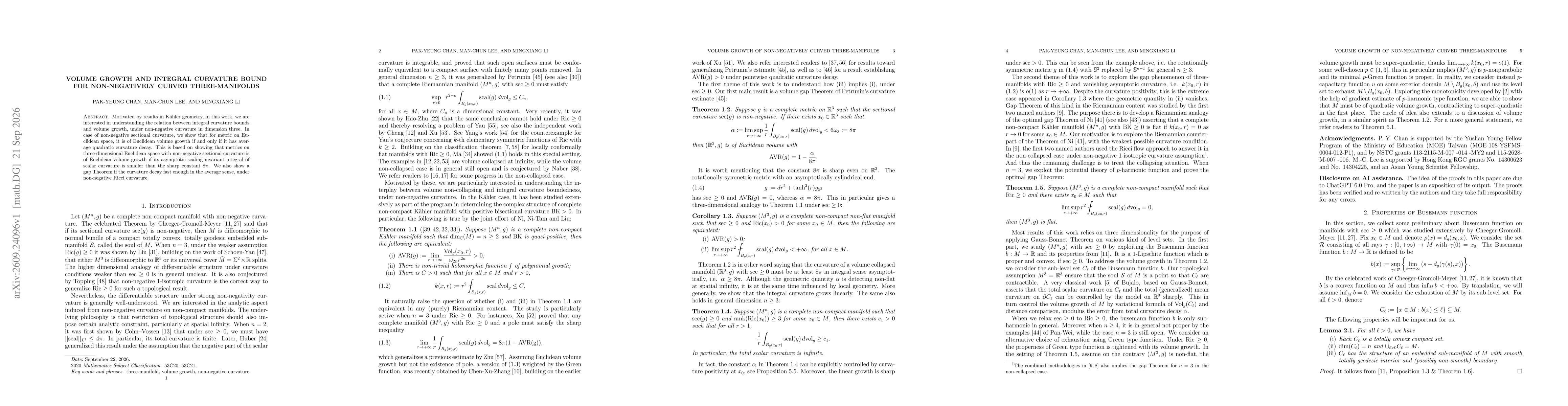 Thumbnail for Volume growth and integral curvature bound for non-negatively curved three-manifolds