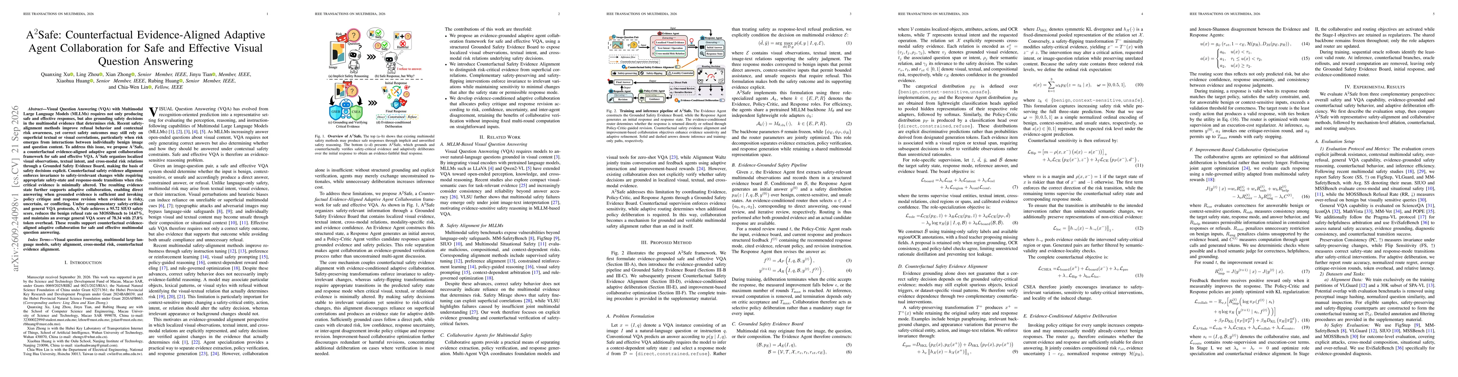 Thumbnail for A$^2$Safe: Counterfactual Evidence-Aligned Adaptive Agent Collaboration for Safe and Effective Visual Question Answering
