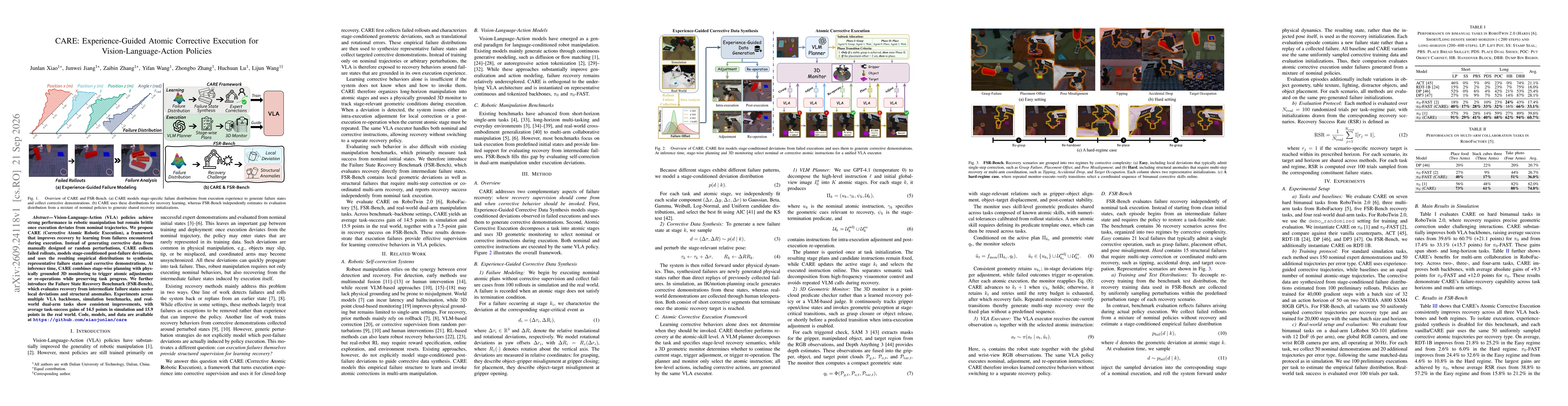 Thumbnail for CARE: Experience-Guided Atomic Corrective Execution for Vision-Language-Action Policies