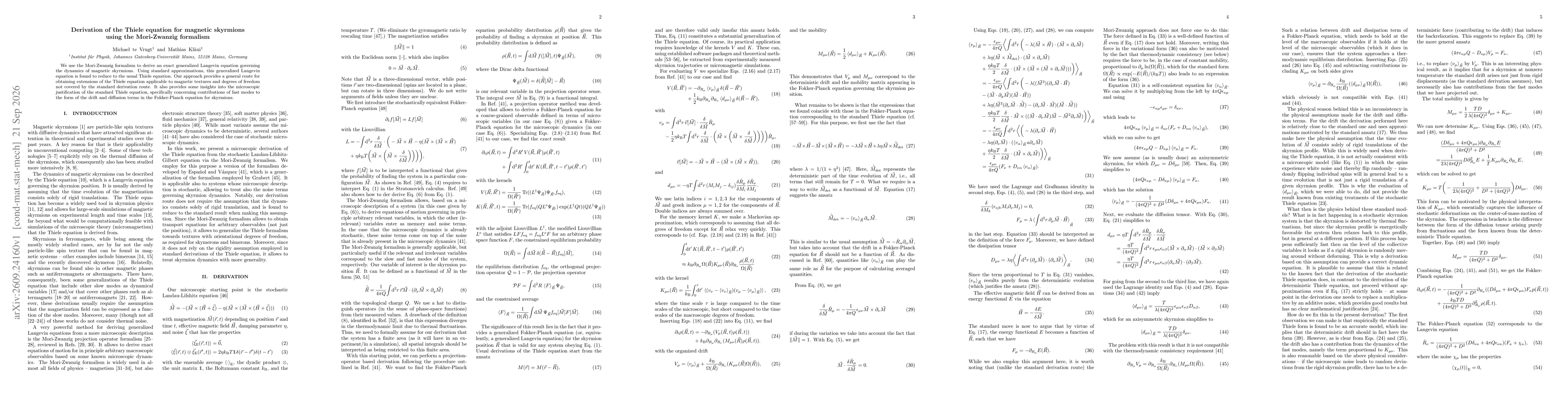 Thumbnail for Derivation of the Thiele equation for magnetic skyrmions using the Mori-Zwanzig formalism