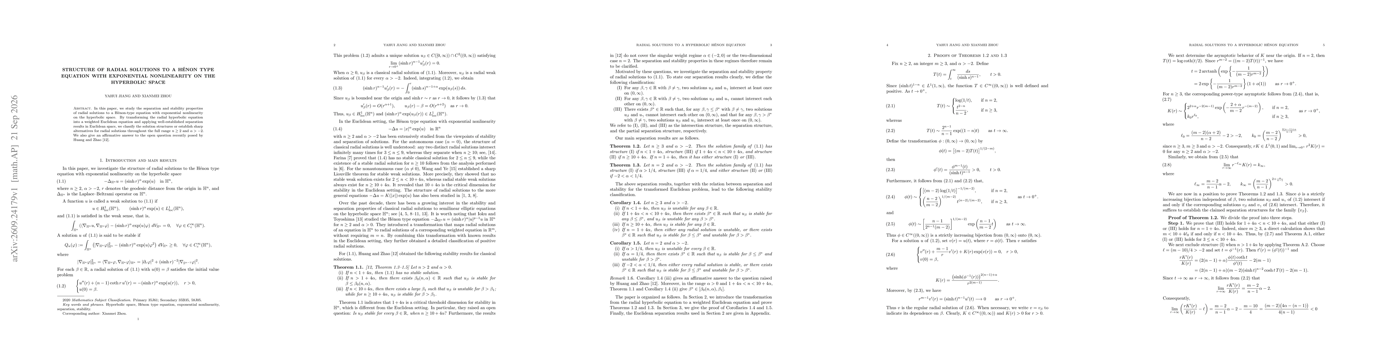 Thumbnail for Structure of radial solutions to a Hénon type equation with exponential nonlinearity on the hyperbolic space