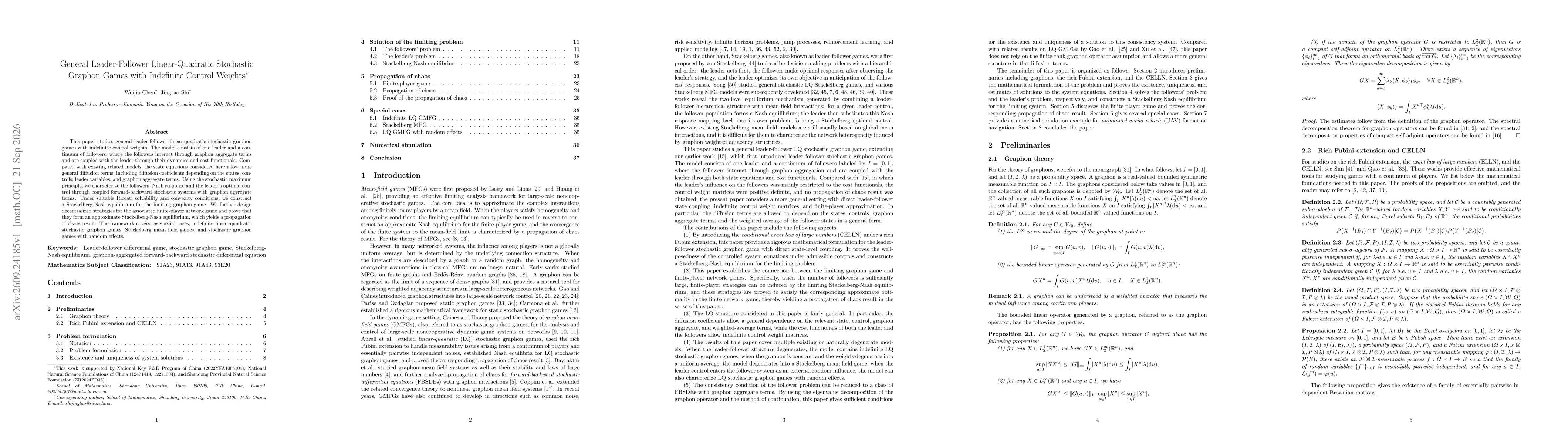 Thumbnail for General Leader-Follower Linear-Quadratic Stochastic Graphon Games with Indefinite Control Weights