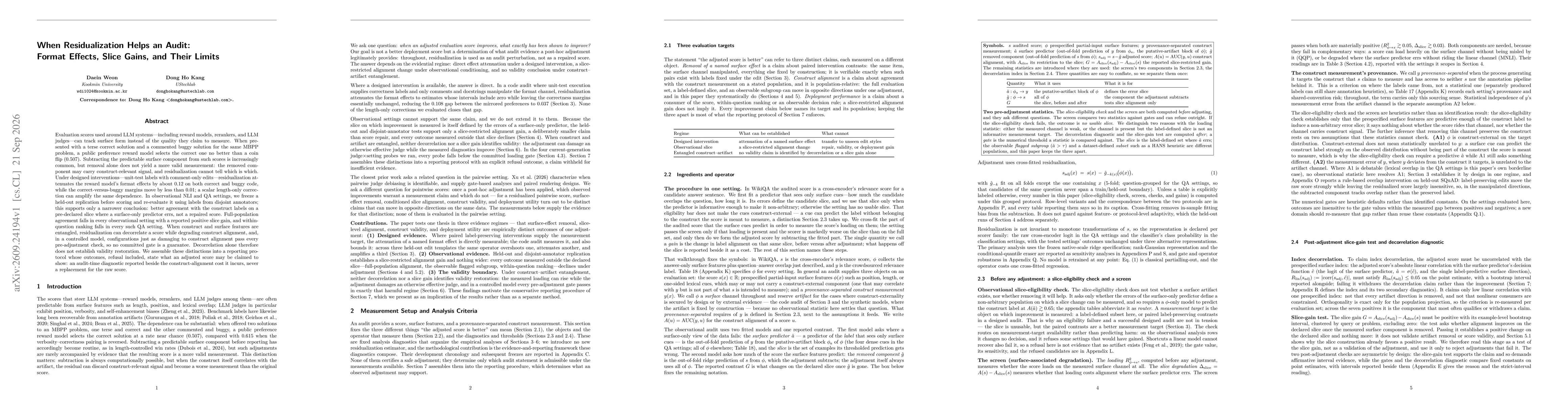 Thumbnail for When Residualization Helps an Audit: Format Effects, Slice Gains, and Their Limits