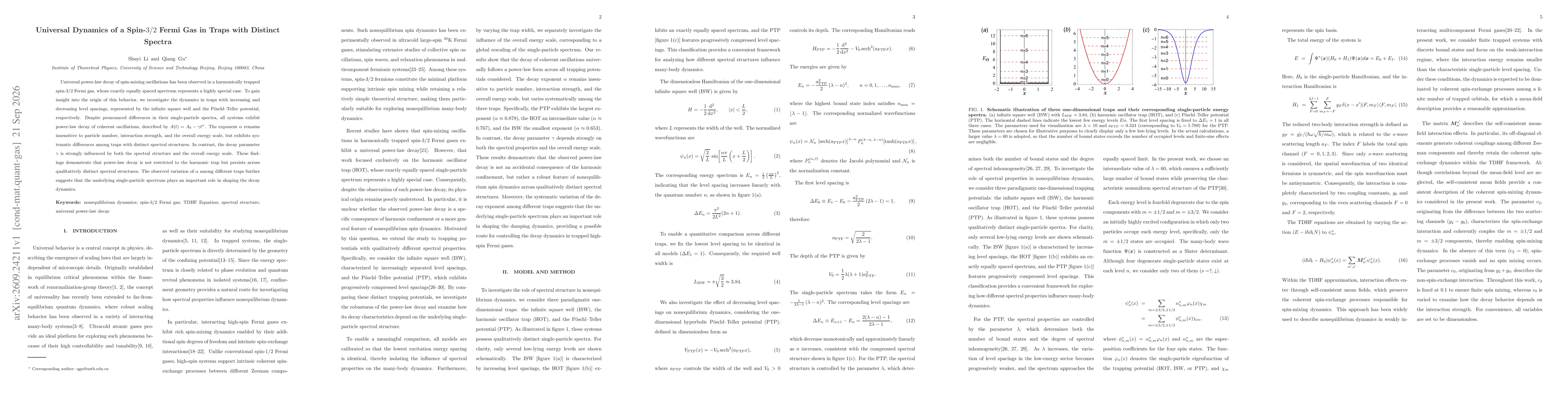 Thumbnail for Universal Dynamics of a Spin-$3/2$ Fermi Gas in Traps with Distinct Spectra