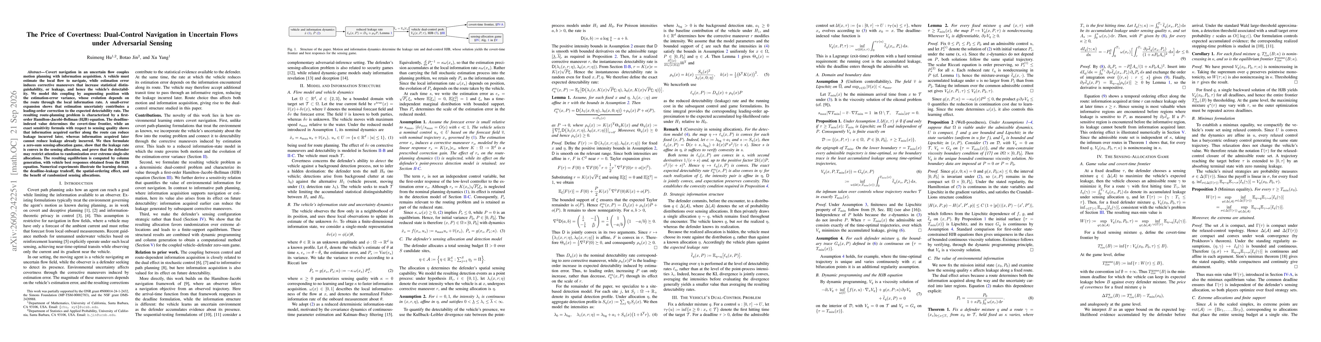 Thumbnail for The Price of Covertness: Dual-Control Navigation in Uncertain Flows under Adversarial Sensing