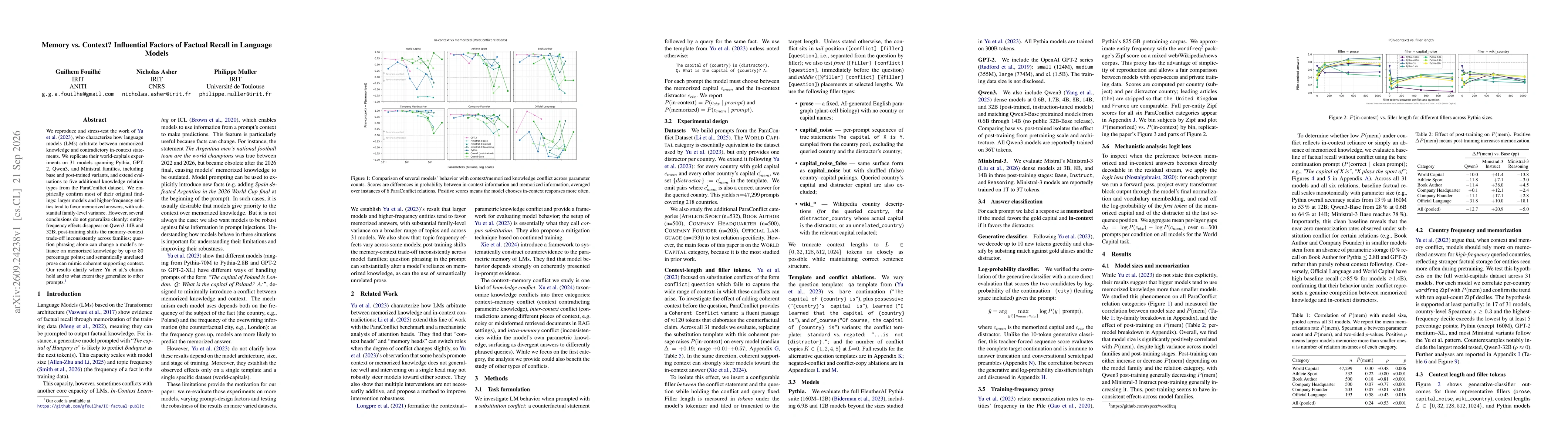 Thumbnail for Memory vs. Context? Influential Factors of Factual Recall in Language Models