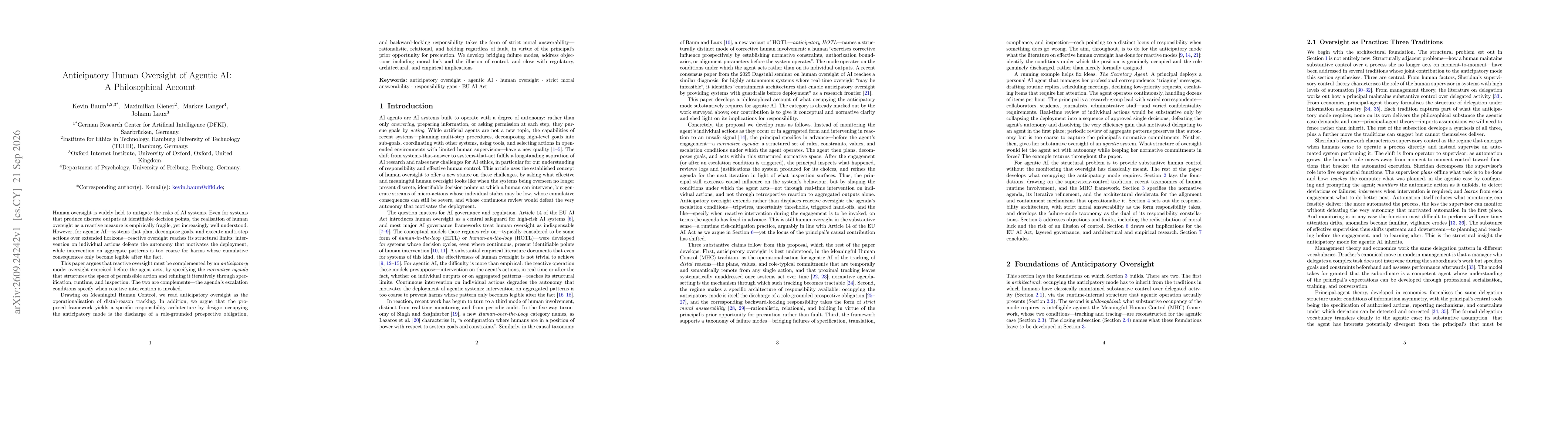 Thumbnail for Anticipatory Human Oversight of Agentic AI: A Philosophical Account
