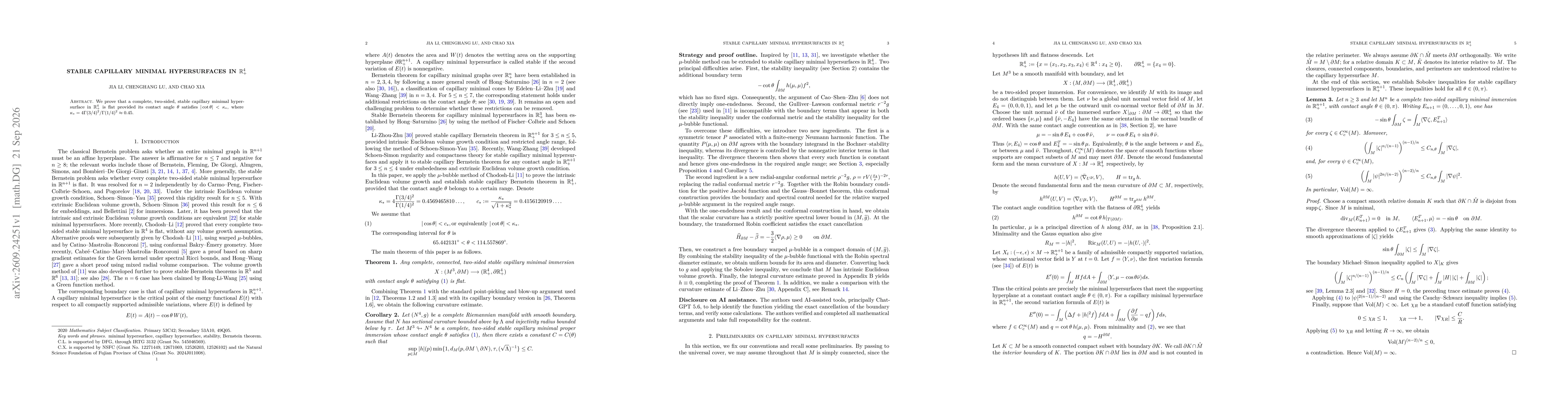 Thumbnail for Stable Capillary Minimal Hypersurfaces in $\R^4_+$