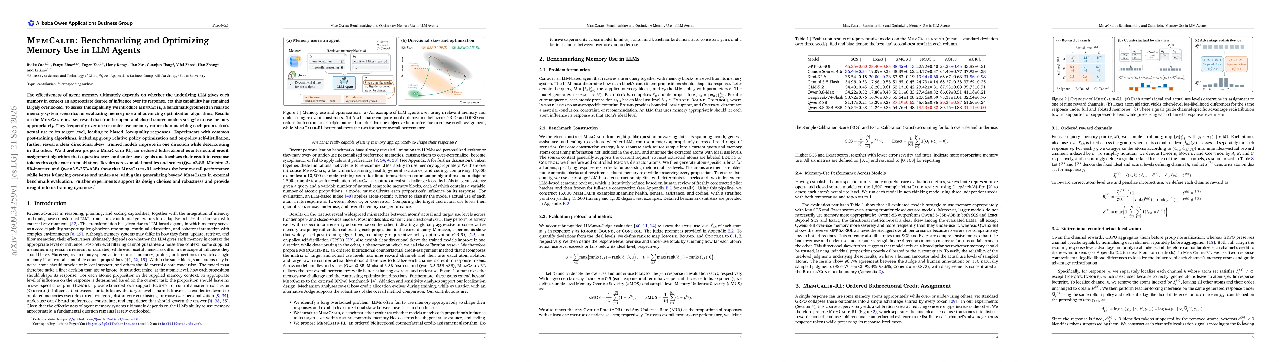 Thumbnail for MemCalib: Benchmarking and Optimizing Memory Use in LLM Agents