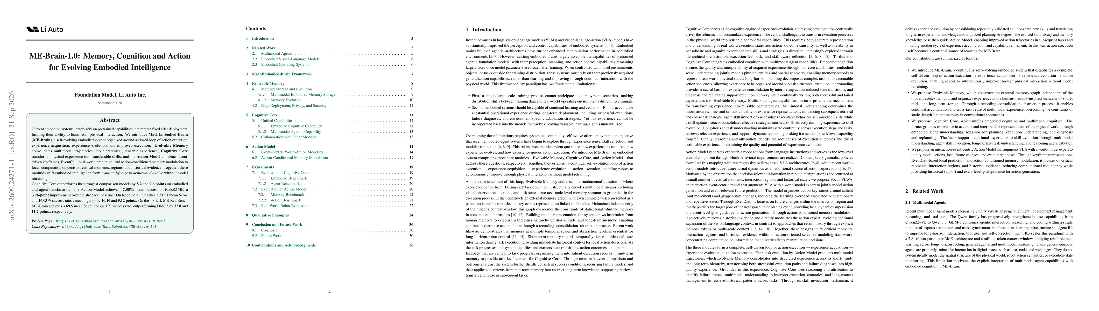 Thumbnail for ME-Brain-1.0: Memory, Cognition and Action for Evolving Embodied Intelligence