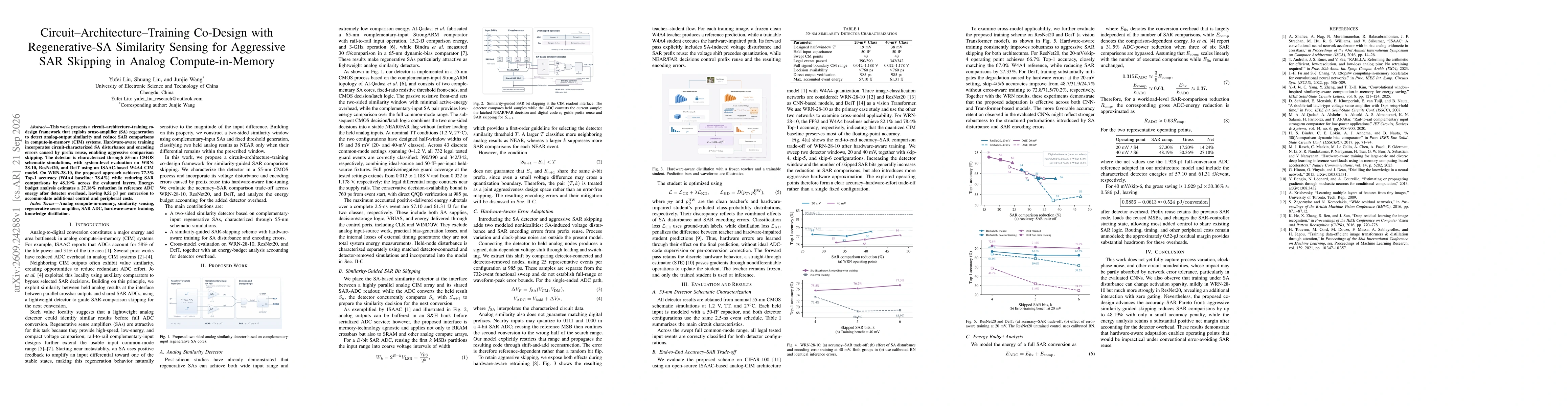 Thumbnail for Circuit-Architecture-Training Co-Design with Regenerative-SA Similarity Sensing for Aggressive SAR Skipping in Analog Compute-in-Memory