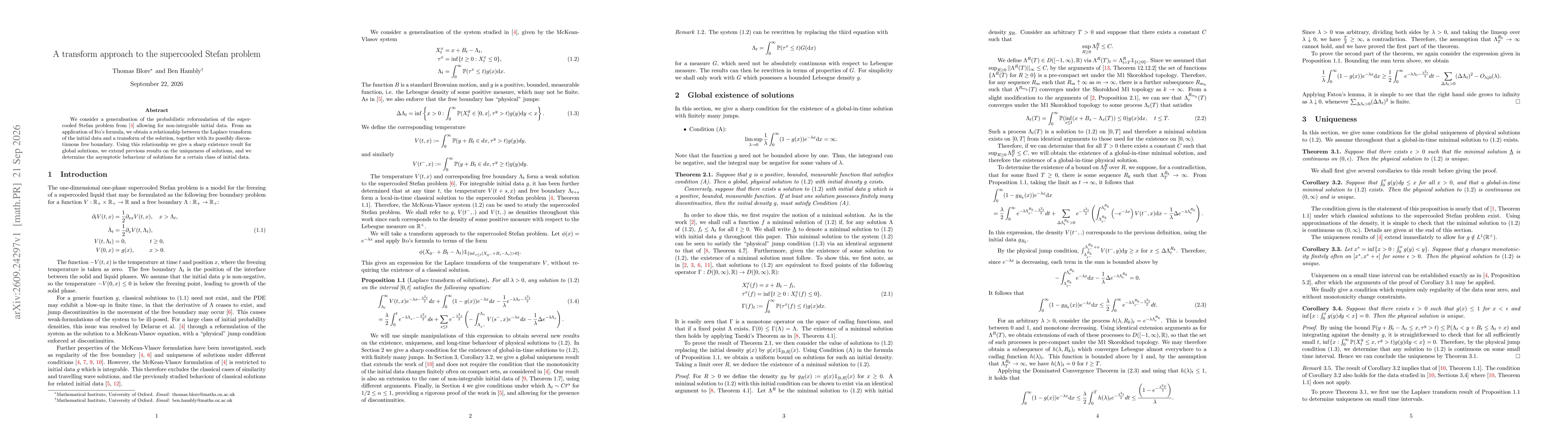 Thumbnail for A transform approach to the supercooled Stefan problem