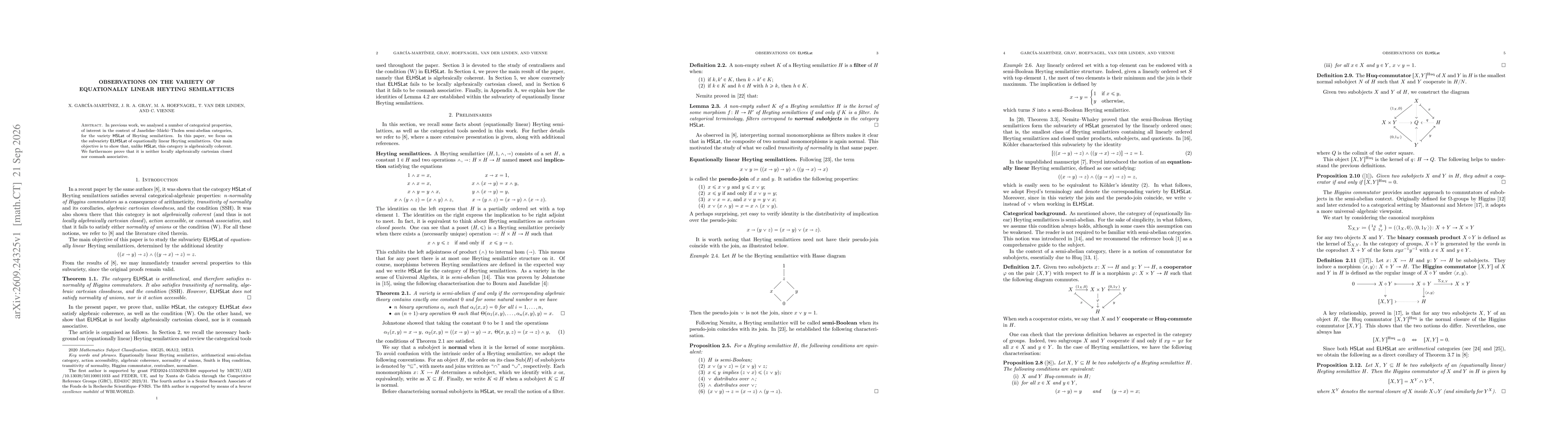 Thumbnail for Observations on the variety of equationally linear Heyting semilattices
