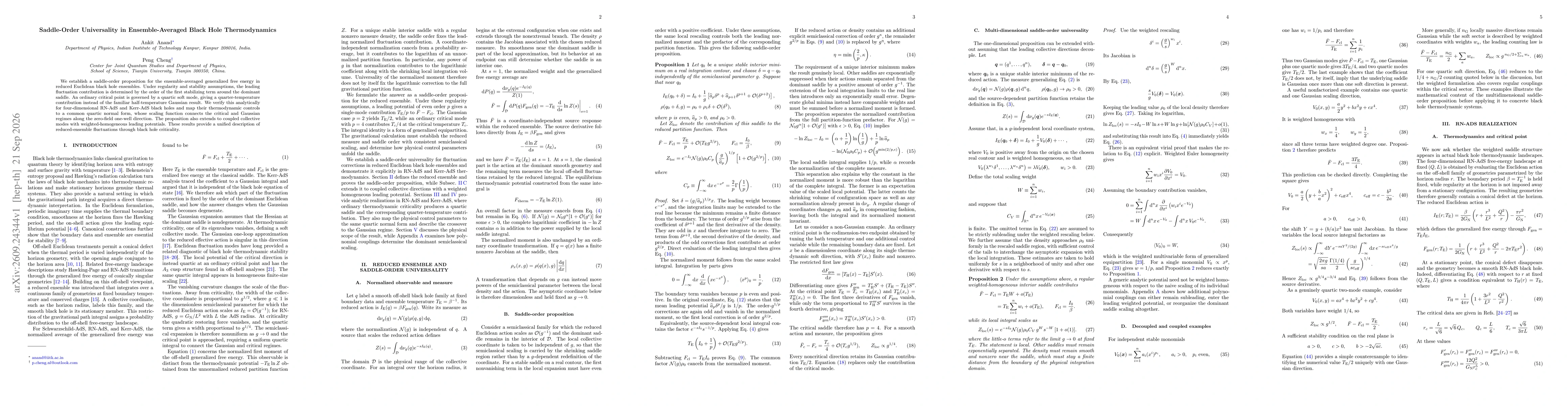 Thumbnail for Saddle-Order Universality in Ensemble-Averaged Black Hole Thermodynamics