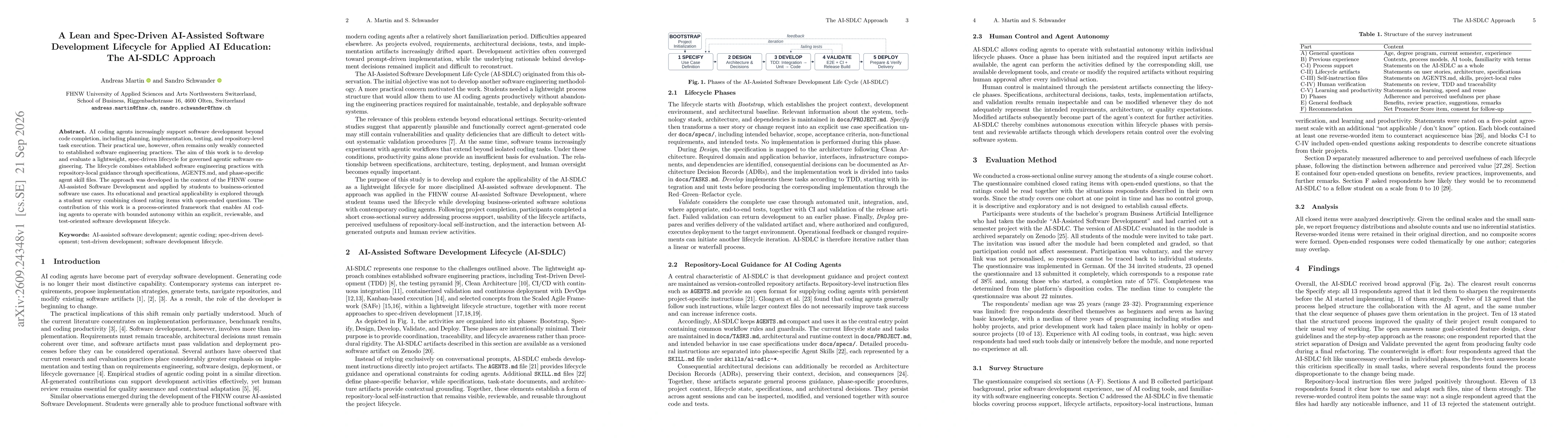 Thumbnail for A Lean and Spec-Driven AI-Assisted Software Development Lifecycle for Applied AI Education: The AI-SDLC Approach