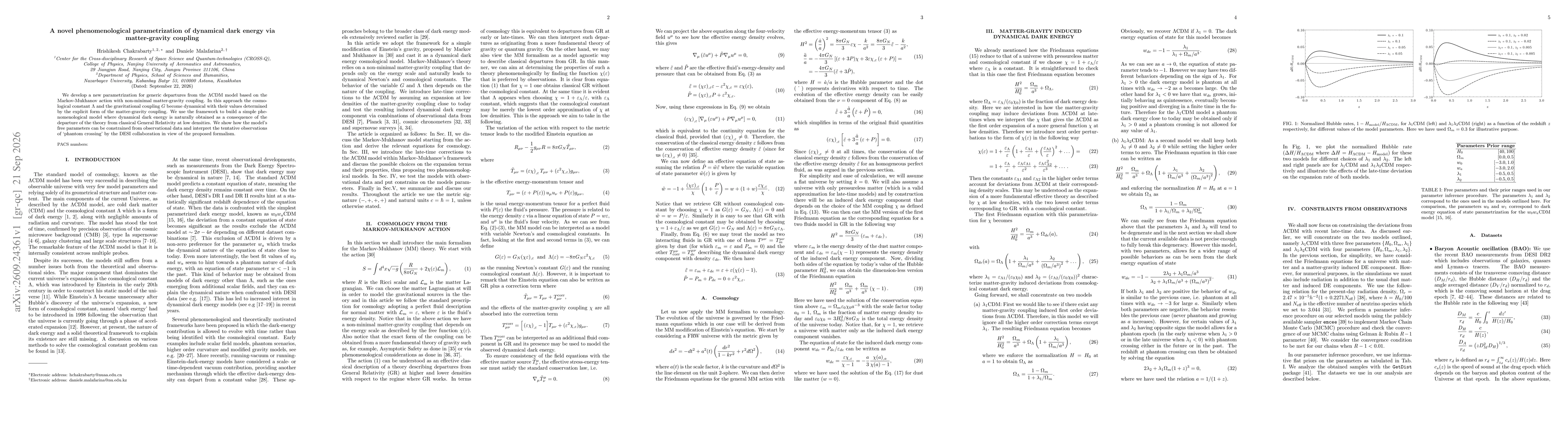 Thumbnail for A novel phenomenological parametrization of dynamical dark energy via matter-gravity coupling