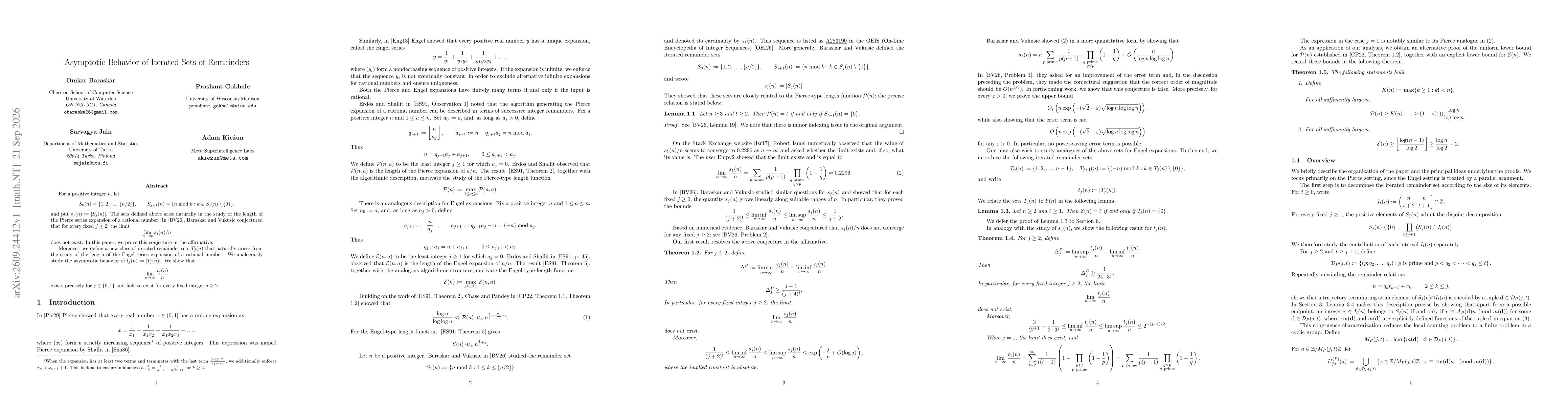 Thumbnail for Asymptotic Behavior of Iterated Sets of Remainders