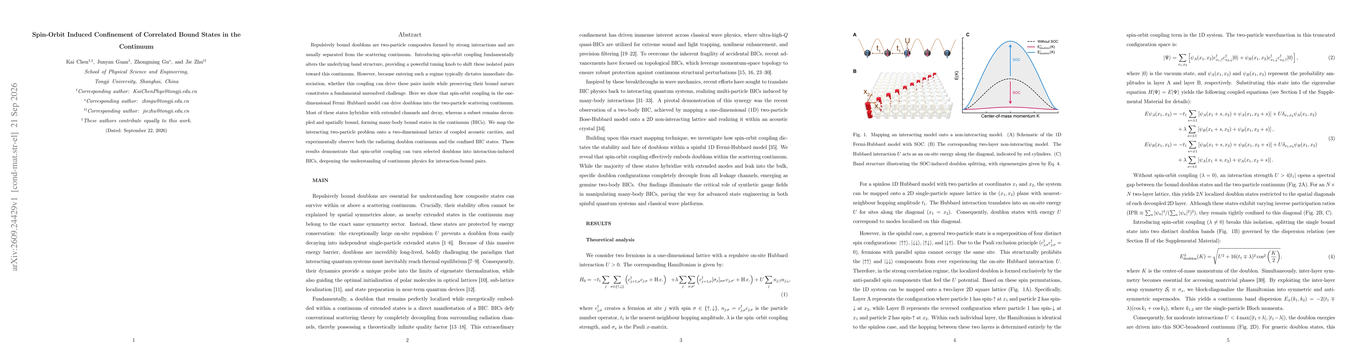 Thumbnail for Spin-Orbit Induced Confinement of Correlated Bound States in the Continuum