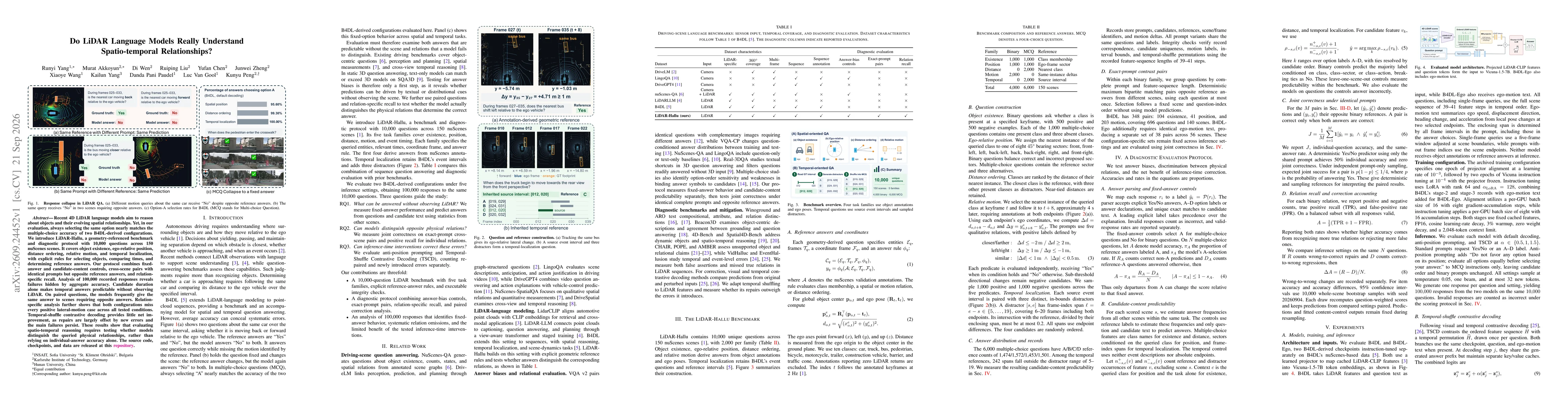 Thumbnail for Do LiDAR Language Models Really Understand Spatio-temporal Relationships?