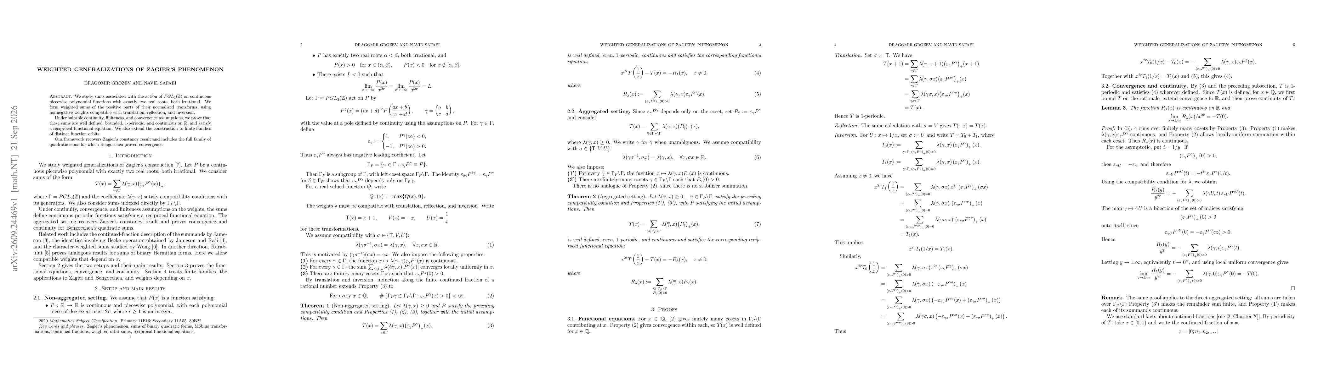Thumbnail for Weighted Generalizations of Zagier's Phenomenon