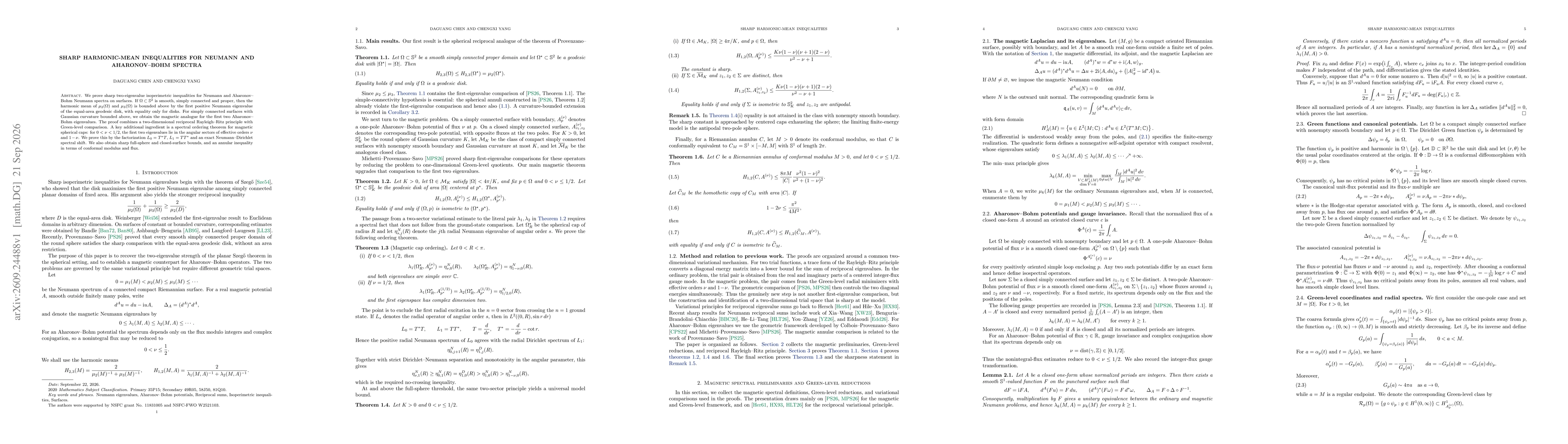 Thumbnail for Sharp harmonic-mean inequalities for Neumann and Aharonov--Bohm spectra