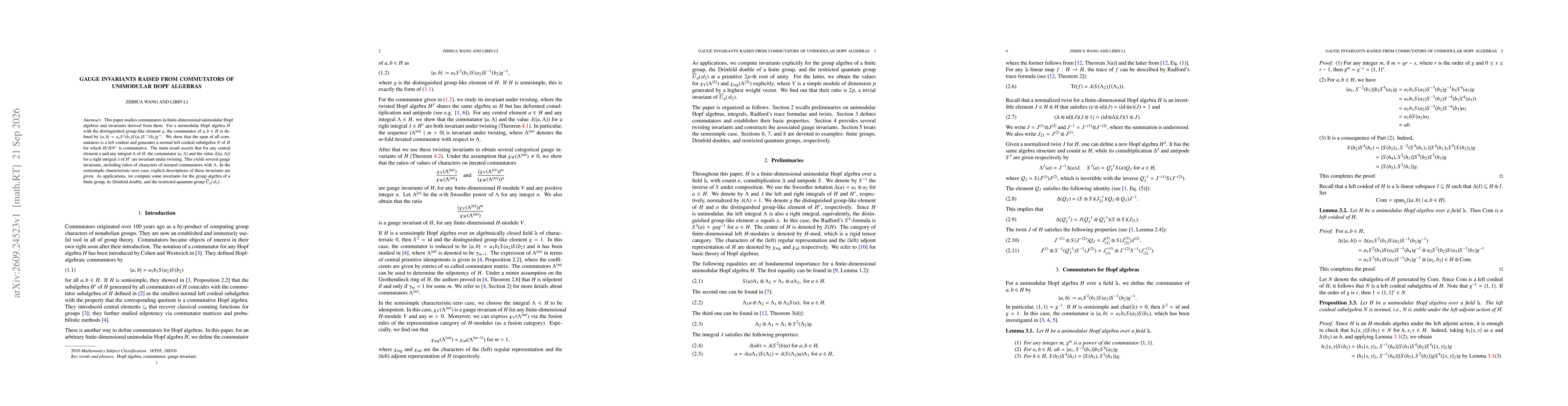Thumbnail for Gauge invariants raised from commutators of unimodular Hopf algebras