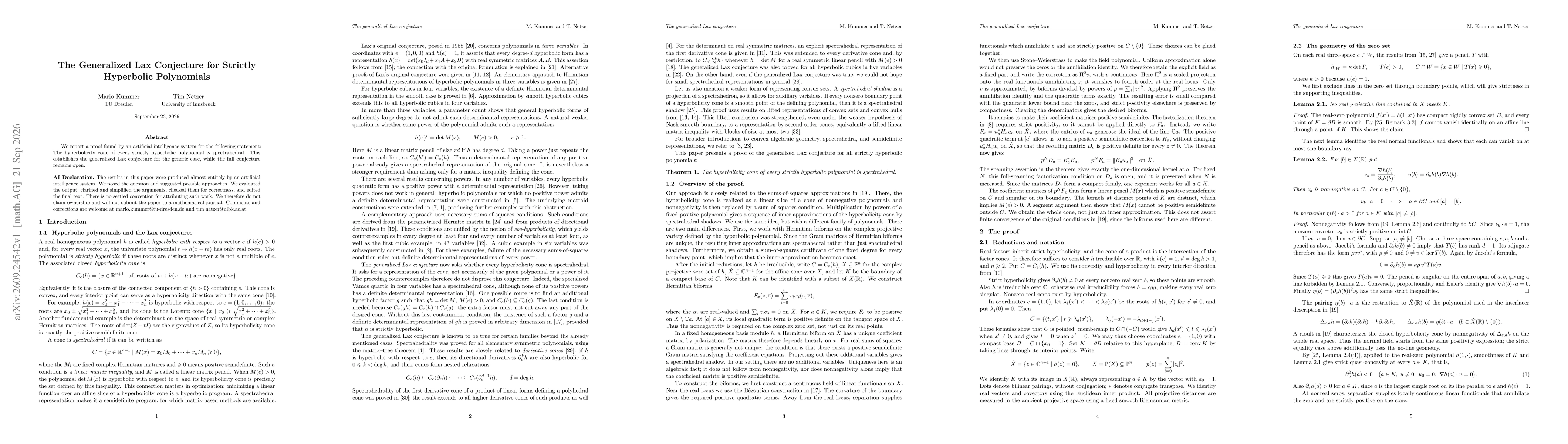 Thumbnail for The Generalized Lax Conjecture for Strictly Hyperbolic Polynomials