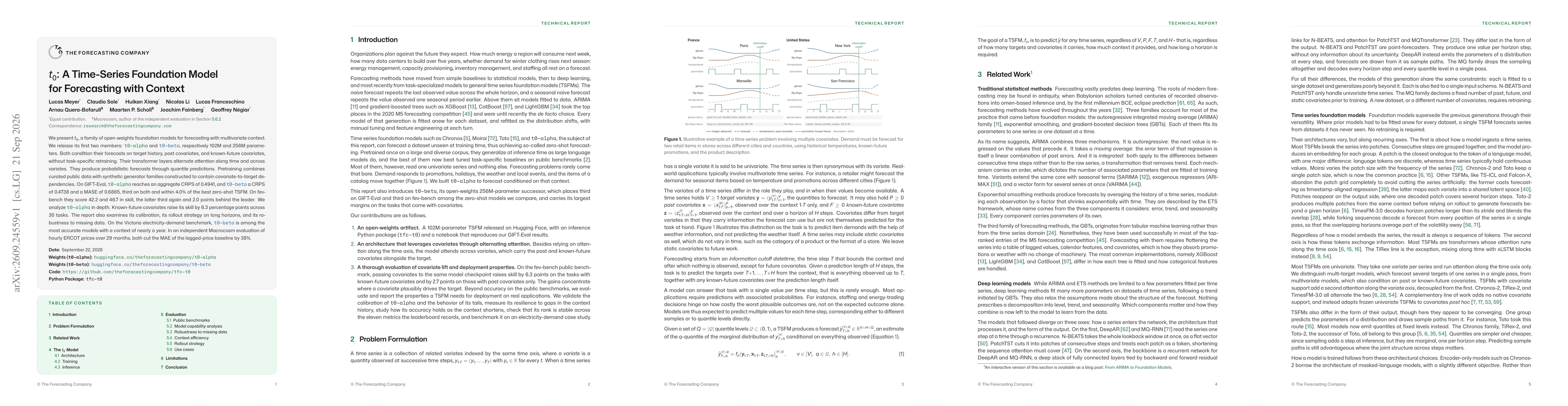 Thumbnail for $t_0$: A Time-Series Foundation Model for Forecasting with Context