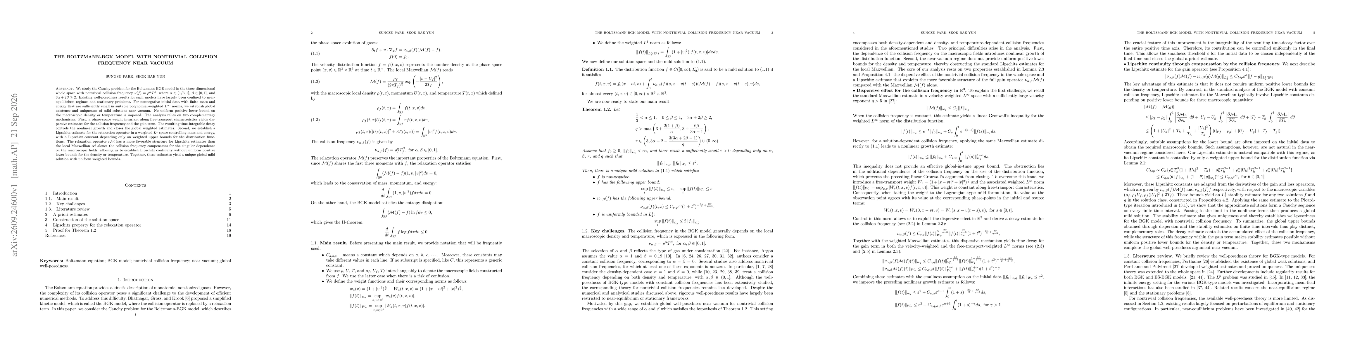 Thumbnail for The Boltzmann-BGK model with nontrivial collision frequency near vacuum