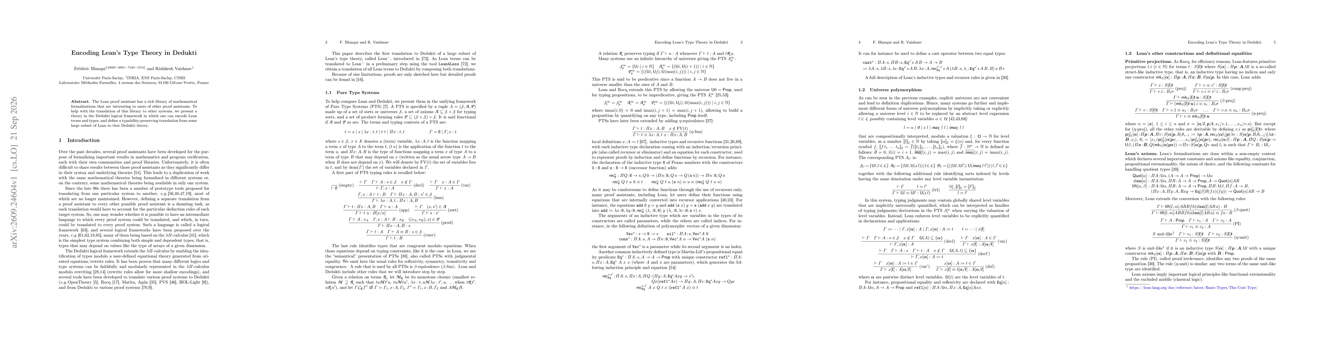 Thumbnail for Encoding Lean's Type Theory in Dedukti