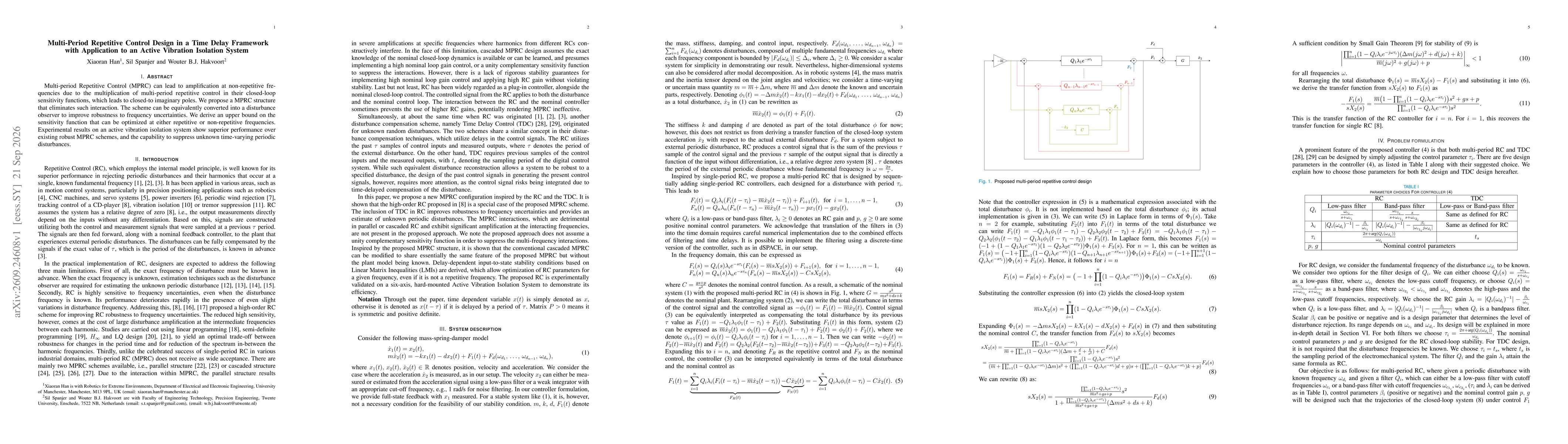 Thumbnail for Multi-Period Repetitive Control Design in a Time Delay Framework with Application to an Active Vibration Isolation System