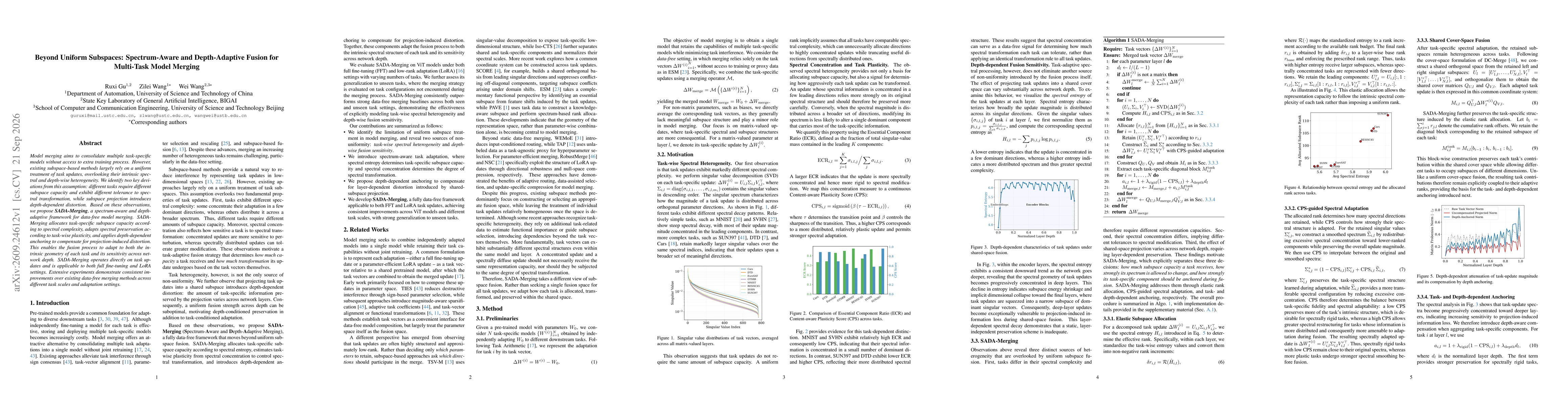 Thumbnail for Beyond Uniform Subspaces: Spectrum-Aware and Depth-Adaptive Fusion for Multi-Task Model Merging