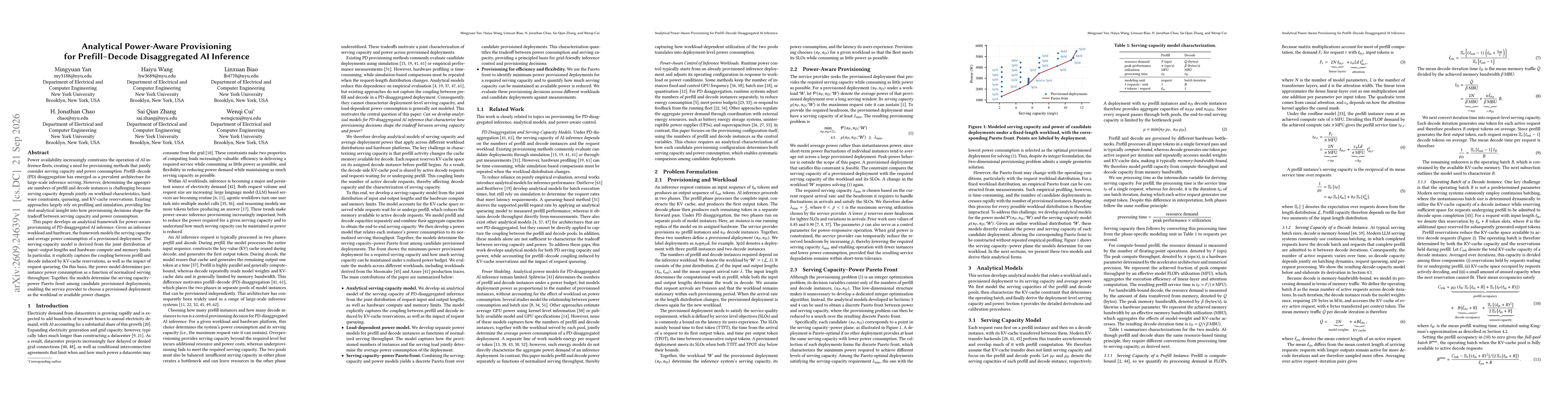 Thumbnail for Analytical Power-Aware Provisioning for Prefill-Decode Disaggregated AI Inference