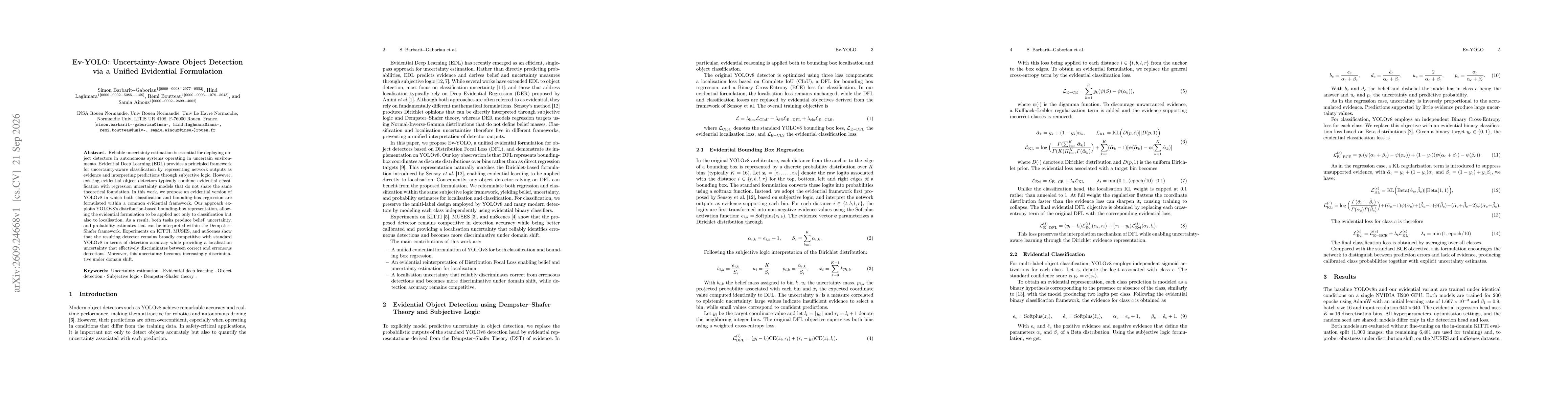 Thumbnail for Ev-YOLO: Uncertainty-Aware Object Detection via a Unified Evidential Formulation