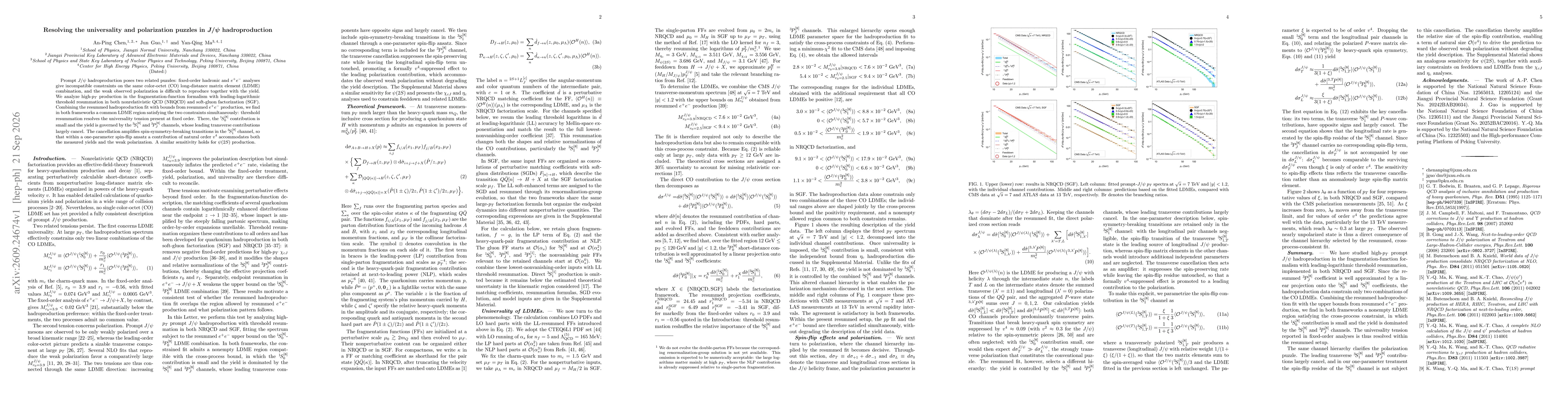 Thumbnail for Resolving the universality and polarization puzzles in $J/ψ$ hadroproduction
